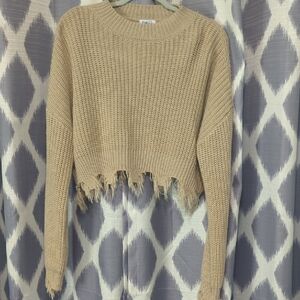 Rue21 Tan Distressed Hem Sweater